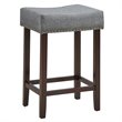 Costway 24'' Rubber Wood Nailhead Saddle Bar Stools in Gray (Set of 4)