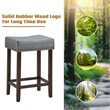 Costway 24'' Rubber Wood Nailhead Saddle Bar Stools in Gray (Set of 4)