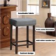 Costway 24'' Rubber Wood Nailhead Saddle Bar Stools in Gray (Set of 4)