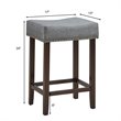 Costway 24'' Rubber Wood Nailhead Saddle Bar Stools in Gray (Set of 4)