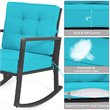 Costway 2 Pieces Rattan Outdoor Patio Rocking Chair with Cushion in Turquoise