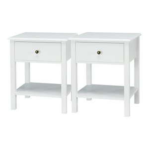 Costway Contemporary MDF Wood Nightstands in White (Set of 2)