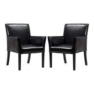 Costway Polyurethane Guest & Reception Chairs with Wood Leg in Black (Set of 2)