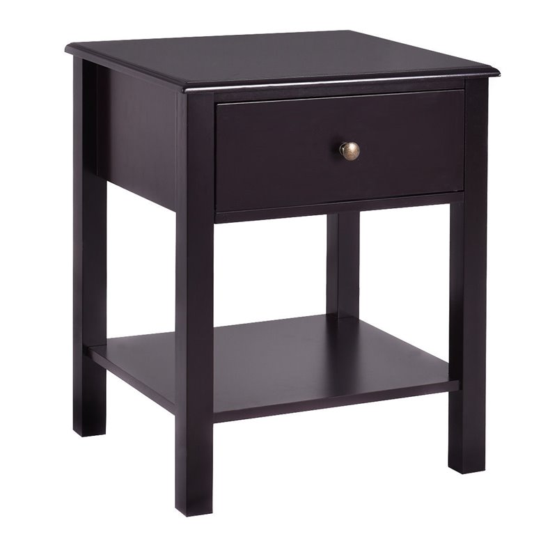 Costway Contemporary MDF Wood Nightstands in Brown (Set of 2)