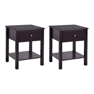 Costway Contemporary MDF Wood Nightstands in Brown (Set of 2)