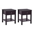 Costway Contemporary MDF Wood Nightstands in Brown (Set of 2)