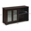 Costway MDF and Glass Kitchen Storage Cabinet with Sliding Door in Brown