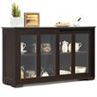 Costway MDF and Glass Kitchen Storage Cabinet with Sliding Door in Brown