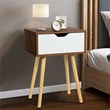 Costway Contemporary MDF and Solid Wood Nightstands in Walnut/White (Set of 2)