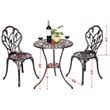 Costway Tulip Design Cast Aluminum Metal Patio Bistro Set in Antique Copper