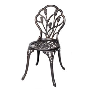 Costway Tulip Design Cast Aluminum Metal Patio Bistro Set in Antique Copper