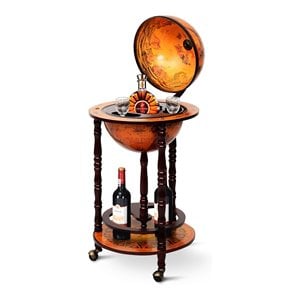 Costway 17.5&quot Contemporary Wood Italian-style Globe Wine Rack in Yellow