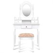 Costway MDF Vanity Table Set with Makeup Desk and Chair in White