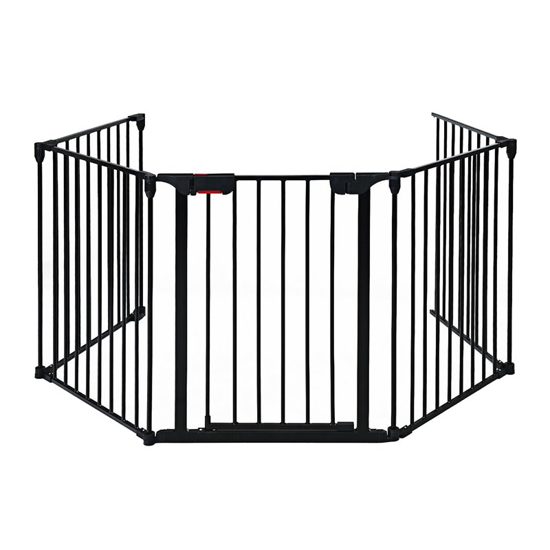 Costway Steel Fireplace Safety Fence Hearth Gate in Black Finish