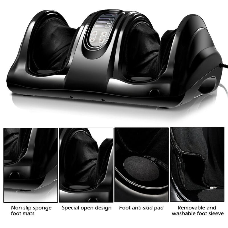 Costway ABS and Fabric Shiatsu Foot Massager with Remote Control in Black Finish