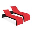 Costway 2 Pieces Back Adjustable Rattan Patio Lounge Chair with Cushion in Red