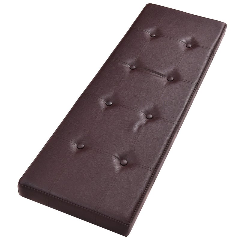 Costway 45'' Contemporary Leather Storage Seat Footstools in Brown