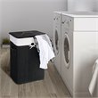Costway Rectangle Bamboo Hamper Laundry Basket with Lid in Black