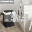 Costway Rectangle Bamboo Hamper Laundry Basket with Lid in Black