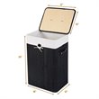 Costway Rectangle Bamboo Hamper Laundry Basket with Lid in Black