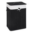 Costway Rectangle Bamboo Hamper Laundry Basket with Lid in Black