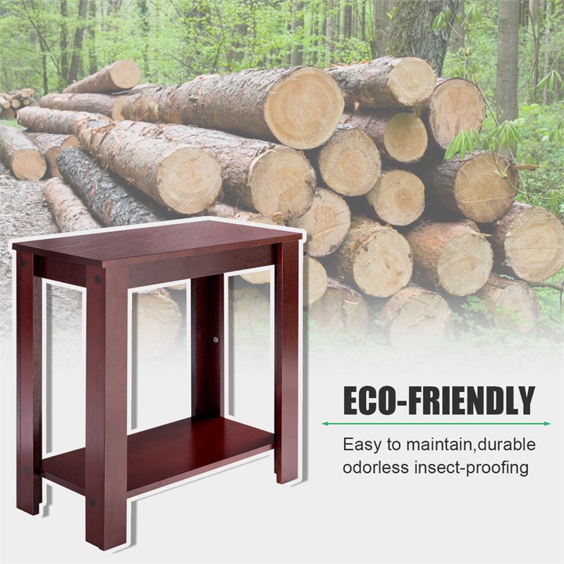 Costway Contemporary Solid Wood Chair Side Table in Walnut Finish