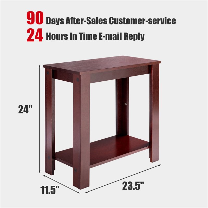 Costway Contemporary Solid Wood Chair Side Table in Walnut Finish