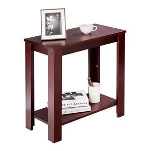 Costway Contemporary Solid Wood Chair Side Table in Walnut Finish