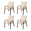 Costway 4 Pieces Steel and Fabric Patio Dining Chairs with Armrest in Beige