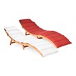 Costway 2 Pieces Wood Folding Outdoor Lounge Chair with Cushion in White