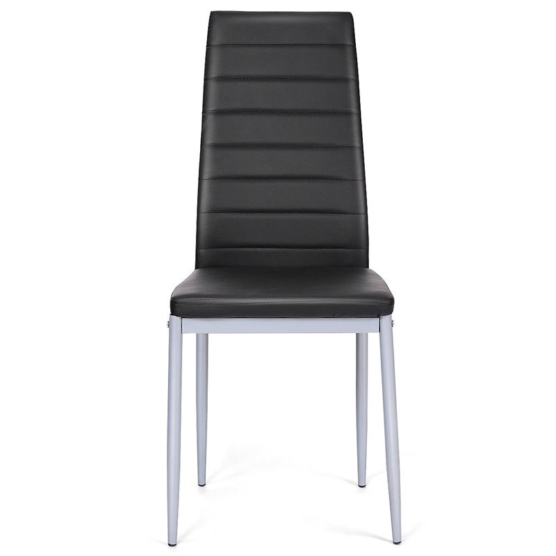 Costway Contemporary PU Leather and Steel Dining Side Chairs in Black (Set of 4)