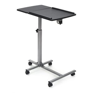 Costway Adjustable Angle & Height Rolling Laptop Desk Stand in Silver/Black