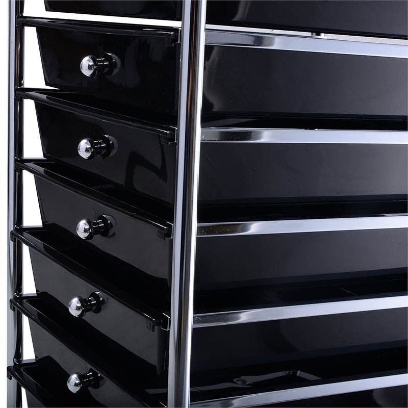 Costway Metal Scrapbook Paper Rolling Storage Cart with 10 Drawer in Black
