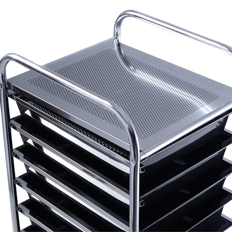 Costway Metal Scrapbook Paper Rolling Storage Cart with 10 Drawer in Black