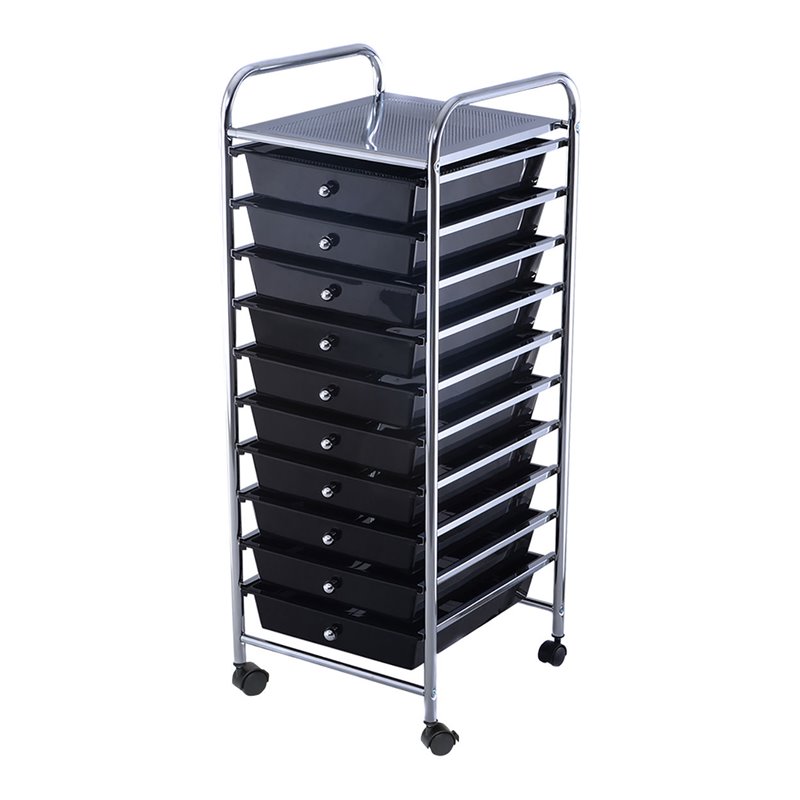 Costway Metal Scrapbook Paper Rolling Storage Cart with 10 Drawer in Black
