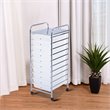 Costway Metal Scrapbook Paper Rolling Storage Cart with 10 Drawer in Clear