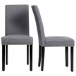 Costway Wood and Fabric Dining Chairs with Nailhead Trim in Gray (Set of 4)