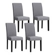 Costway Wood and Fabric Dining Chairs with Nailhead Trim in Gray (Set of 4)