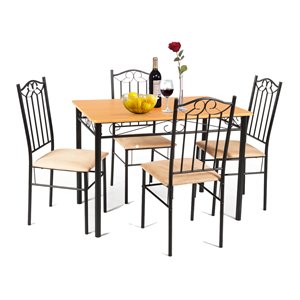 Costway 5 Pieces Wood Dining Set with Table and 4 Chairs New in Black