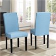 Costway Wood and Fabric Dining Chairs with Nailhead Trim in Blue (Set of 4)