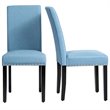 Costway Wood and Fabric Dining Chairs with Nailhead Trim in Blue (Set of 4)