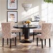 Costway Wood and Fabric Dining Chairs with Nailhead Trim in Pink (Set of 4)