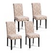 Costway Wood and Fabric Dining Chairs with Nailhead Trim in Pink (Set of 4)