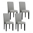 Costway Wood and Fabric Dining Chair with Nailhead Trim in Light Gray (Set of 4)