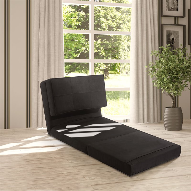 Costway Convertible Fold Down Chair Flip Out Lounger Sleeper Bed in Black