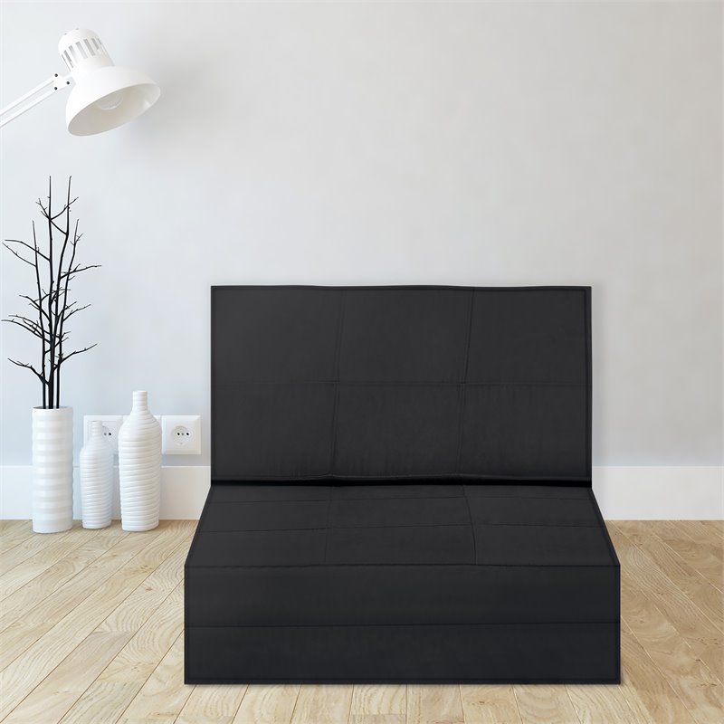 Costway Convertible Fold Down Chair Flip Out Lounger Sleeper Bed in Black