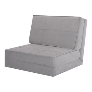Costway Convertible Fold Down Chair Flip Out Lounger Sleeper Bed in Silver/Gray
