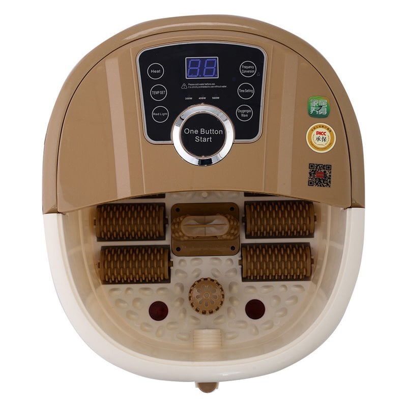 Costway Portable Foot Spa Bath Massager with Bubble/Heat LED Display in Yellow