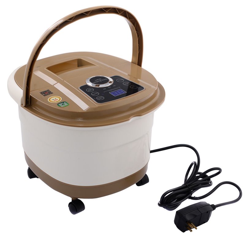 Costway Portable Foot Spa Bath Massager with Bubble/Heat LED Display in Yellow