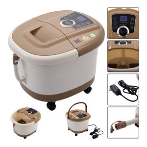 Costway Portable Foot Spa Bath Massager with Bubble/Heat LED Display in Yellow
